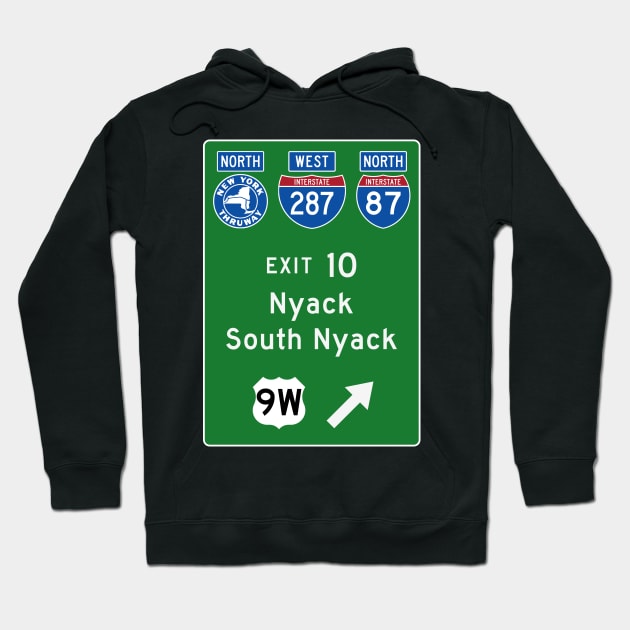 New York Thruway Northbound Exit 10: Nyack South Nyack US Route 9W Hoodie by MotiviTees